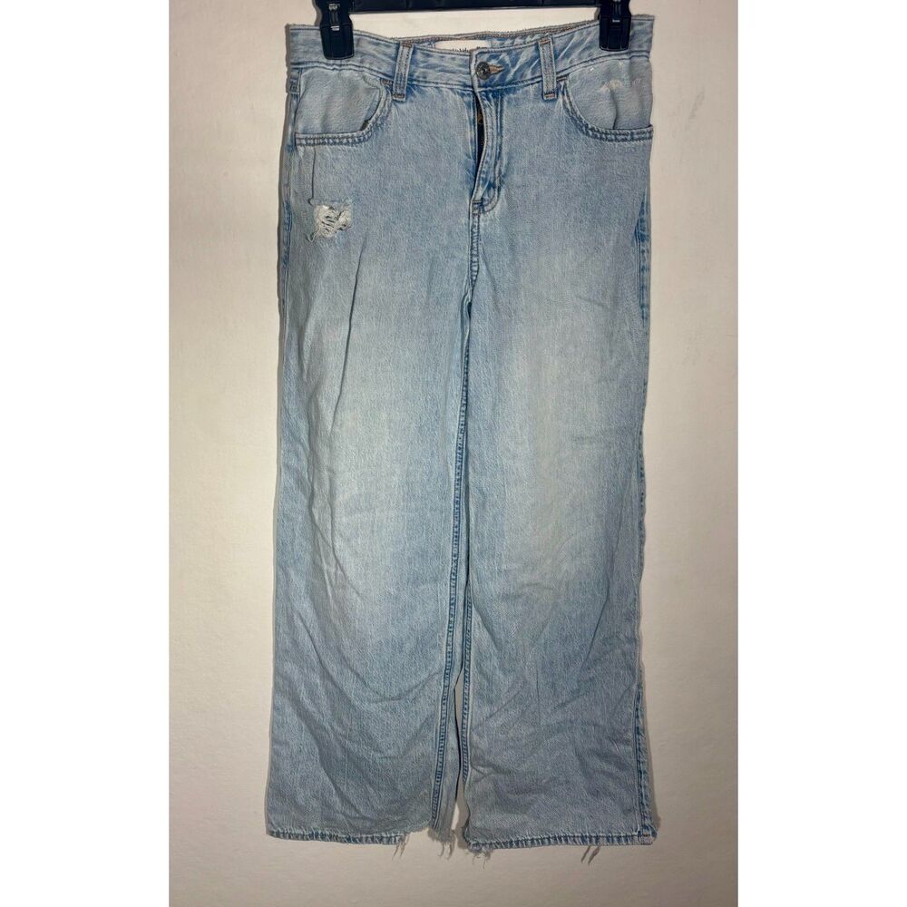 Abercrombie Kids Girls 15/16 High Rise Ultra Wide Leg Jeans Light Wash